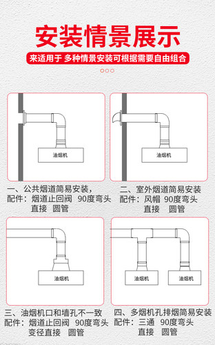 180PVC排烟管烟机排气转直接180×160变异径直接三通弯头水管配件 - 图1