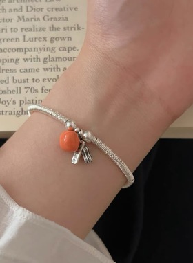 925纯银好事发生银圈手链女新中式国风气质盘缠手串柿子手饰礼物