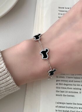 S925纯银镶钻小胖马手链女轻奢高级感复古小众设计手环小红书爆款