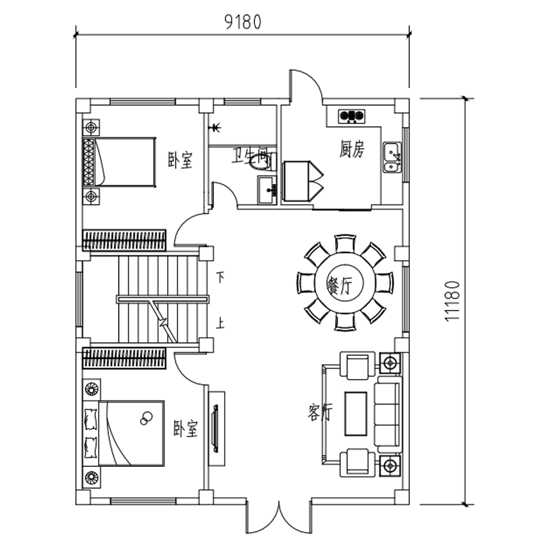 二层半现代农村实用自建房别墅设计图纸建筑结构施工图水电B535 - 图0