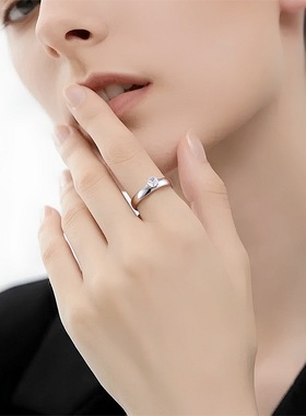 镶锆石钛钢戒指男女气质百搭情侣