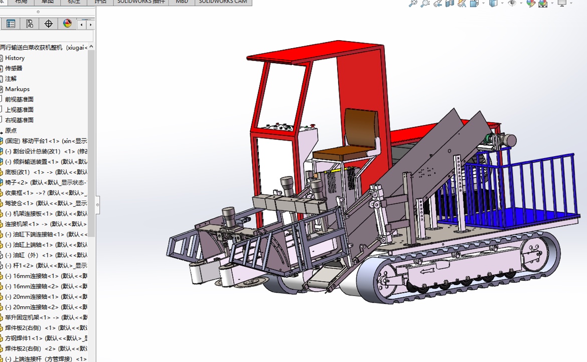 大白菜收获机设计收割机三维SW模型solidworks建模3D图纸参考素材 - 图0