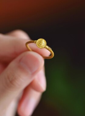 「黄财神」黄财神编绳戒指招财小金圈轻奢高级感精致显白百搭手绳