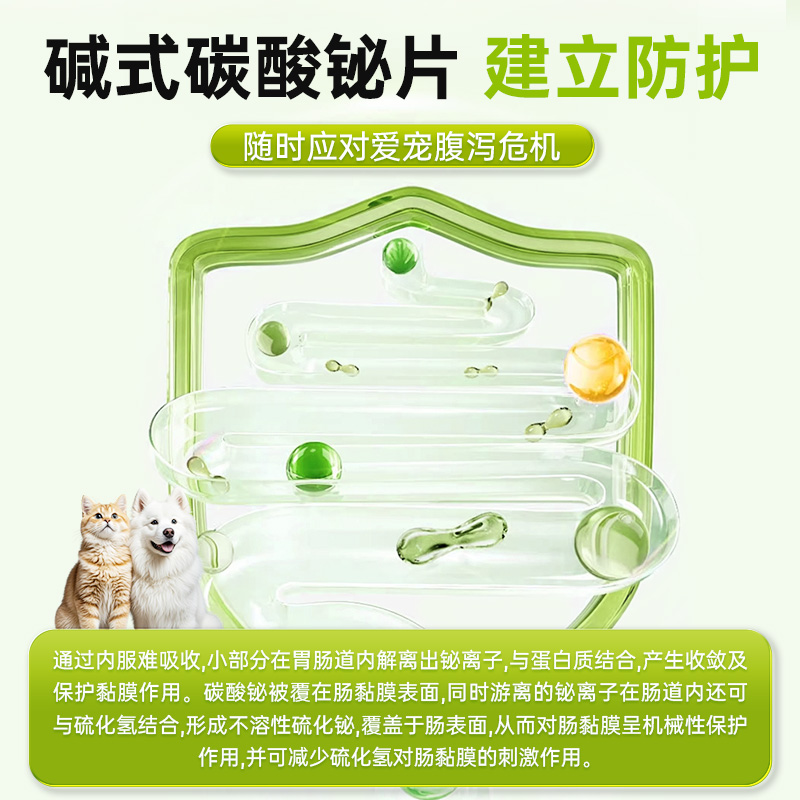 汉维宠仕坦必欣碱式碳酸铋片秘宠物猫狗腹泻软便拉稀胃肠炎止泻药 - 图0