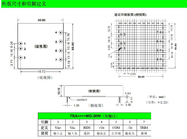 Otte原装 dcdc电源模块 24转正负12v 30W稳压隔离 TRA2412MD-30W-图1