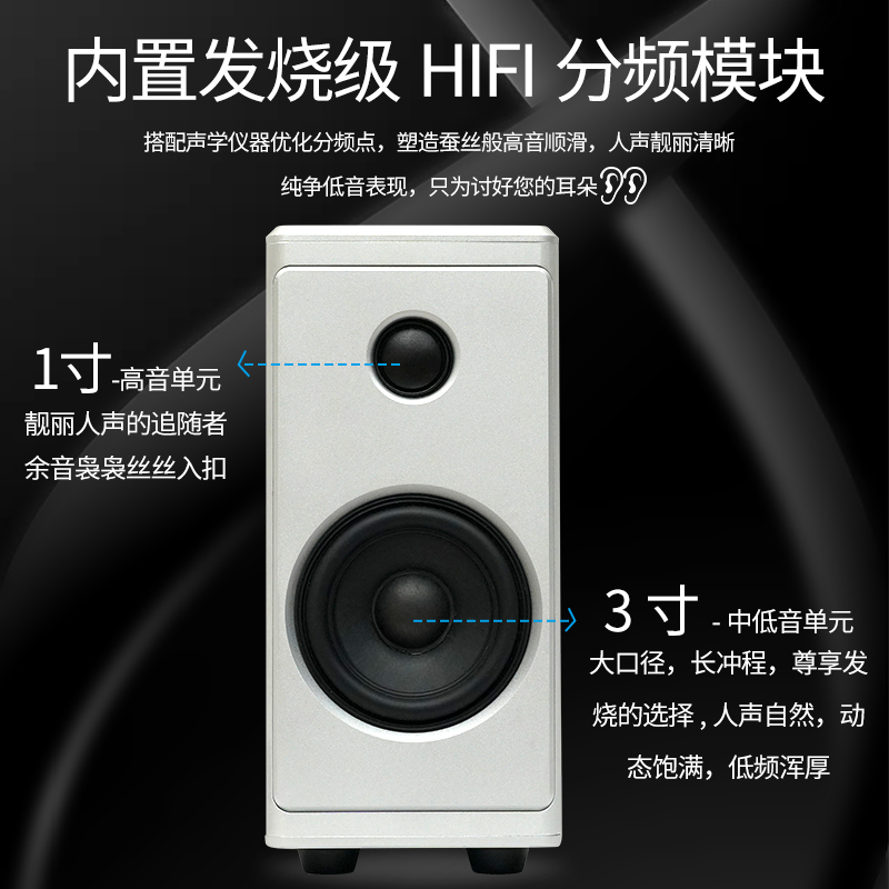 音乐艺术3号 3寸二分频桌面HiFi铝合金专业音箱无源书架箱B&O单元 - 图2