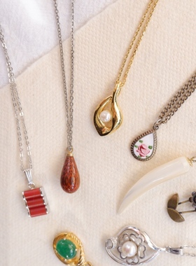 Vintage日本中古8款精美别致的吊坠项链女式