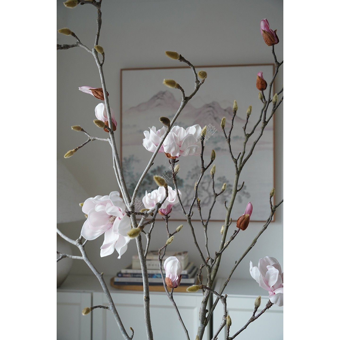 玉兰花玉兰枝粉色玉兰花白玉兰花瓶插花餐厅书桌玄关岛台插花干花,淘宝优惠券,粉丝福利购,淘宝优惠卷