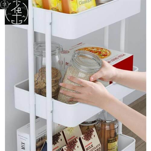 3-Tier Rolling Utility Cart Metal Storage Organizer Lockable - 图1