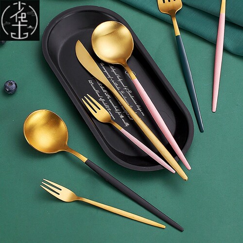 Knife, fork, spoon chopsticks set thin style simple and luxu - 图0