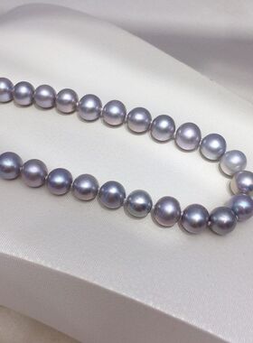 诸暨珍珠天然淡水无核珍珠项链高亮近正圆珍珠颈链S925纯银扣礼物