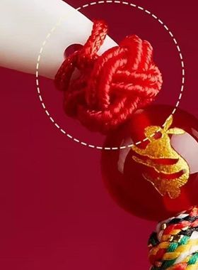 宝宝手链婴儿儿童手链十二生肖红绳狗牙朱砂桃木手绳