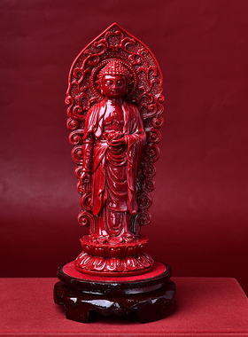 西方三圣塑像家用佛堂供奉阿弥陀佛观音菩萨大势至佛像朱砂摆件