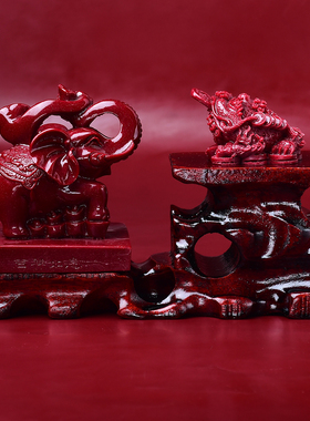 属龙人金蟾拜象摆件2026马年生肖龙朱砂摆式家居客厅卧室吉祥礼物