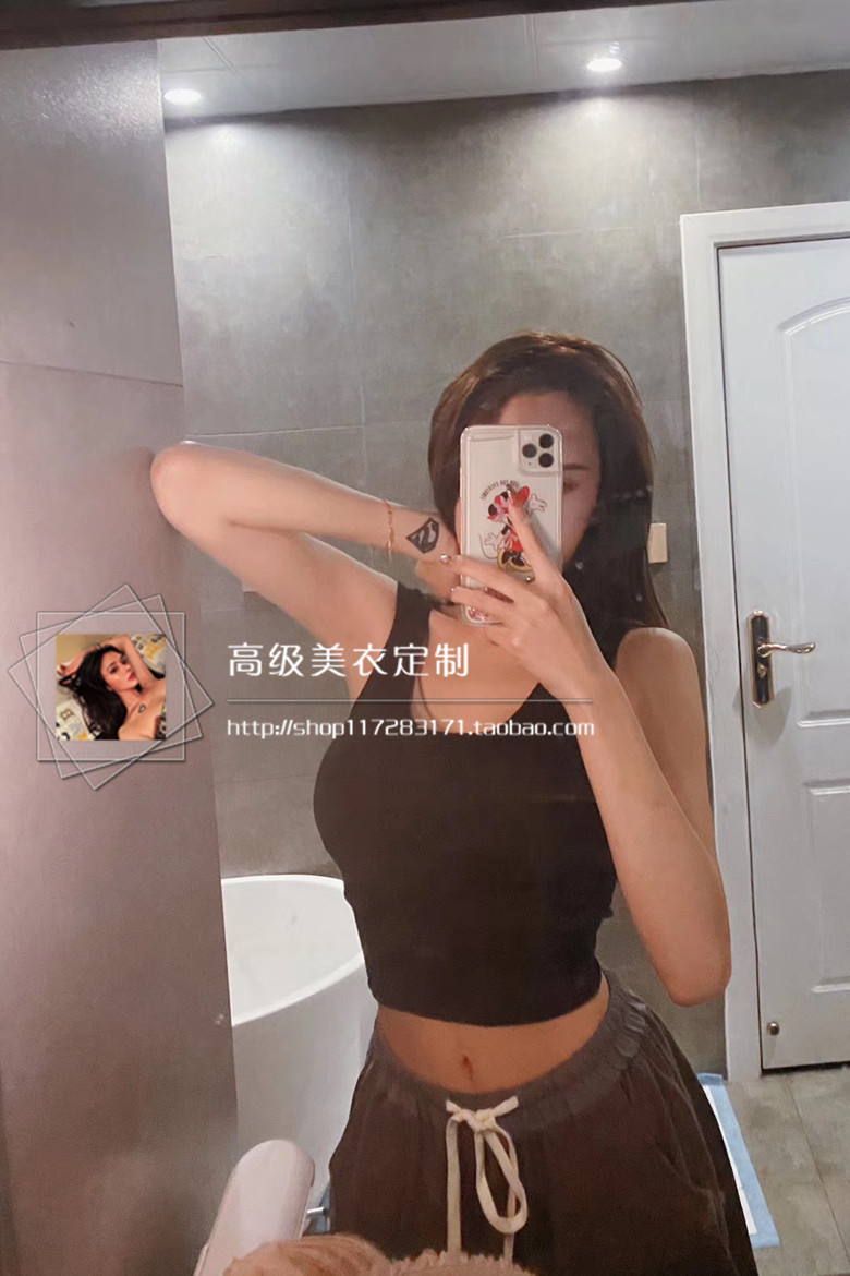 网红辣妹性感时尚百搭纯色U领无袖修身短款打底吊带背心上衣女 - 图2