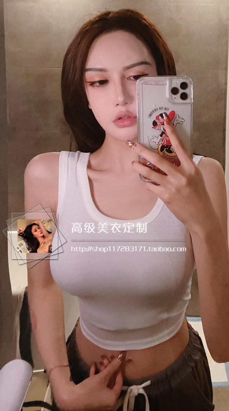 网红辣妹性感时尚百搭纯色U领无袖修身短款打底吊带背心上衣女 - 图1