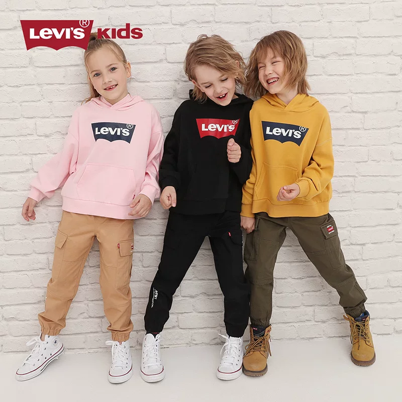 Футболка-толстовка из хлопка от Levi's для мужчин и женщин, детская одежда, для подростков