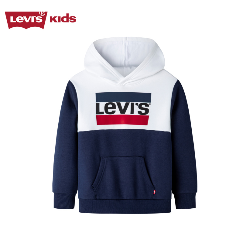 Levi's李维斯童装2024秋冬季新款男童摇粒绒卫衣儿童连帽加绒上衣-图3