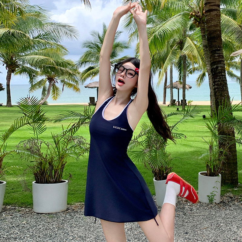 连体裙式泳衣女可抽绳边款式泳装泡温泉性感仙女范温泉度假显瘦,淘宝优惠券,粉丝福利购,淘宝优惠卷