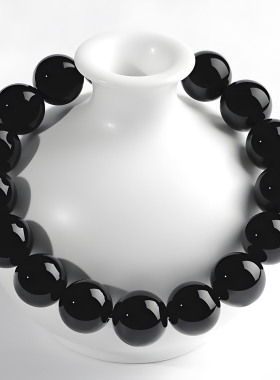 收藏级天然黑玛瑙转运手链百搭