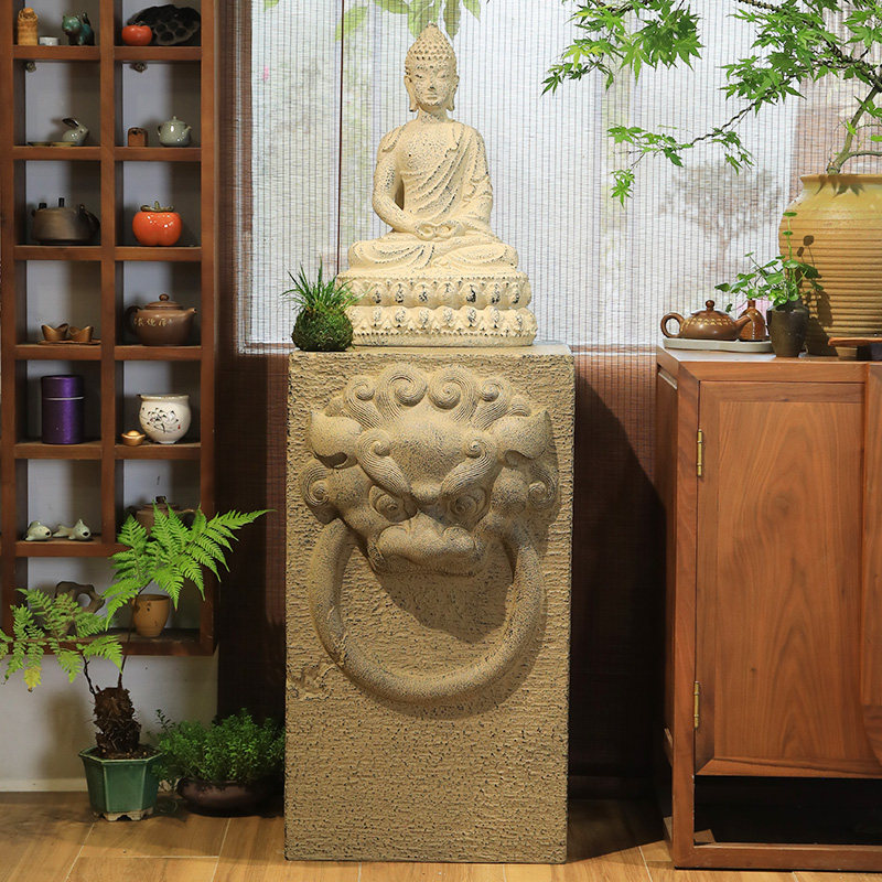 陋石坊户外庭院花园仿石墩花盆底座花墩装饰客厅新中式展示柱摆件,淘宝优惠券,粉丝福利购,淘宝优惠卷