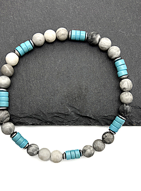 跨境饰品批发波西米亚民族风松石圆珠弹力线手链