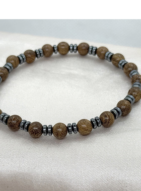 石头串珠黑色石红松白松石磁石隔片手链情侣手串饰品