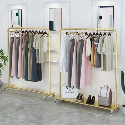 服装店展示架落地式女装货架金色挂衣架陈列组合店面侧挂专用带轮 - 图0