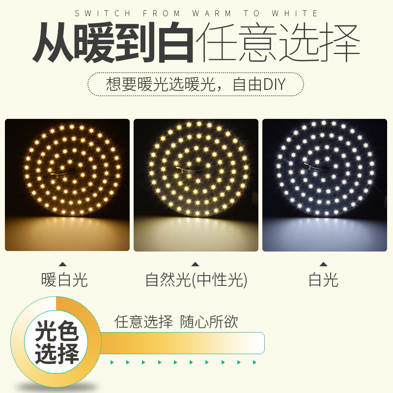 led5730灯板圆形吸顶水晶灯筒灯改造光源镜前灯吊灯替换灯芯灯盘 - 图1