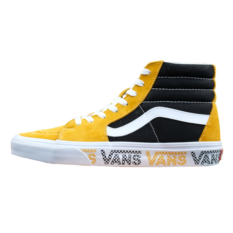 老万VANS Sk8 Hi 侧边Logo黄绿拼色高帮休闲滑板鞋  VN0A4BV6X0P - 图3