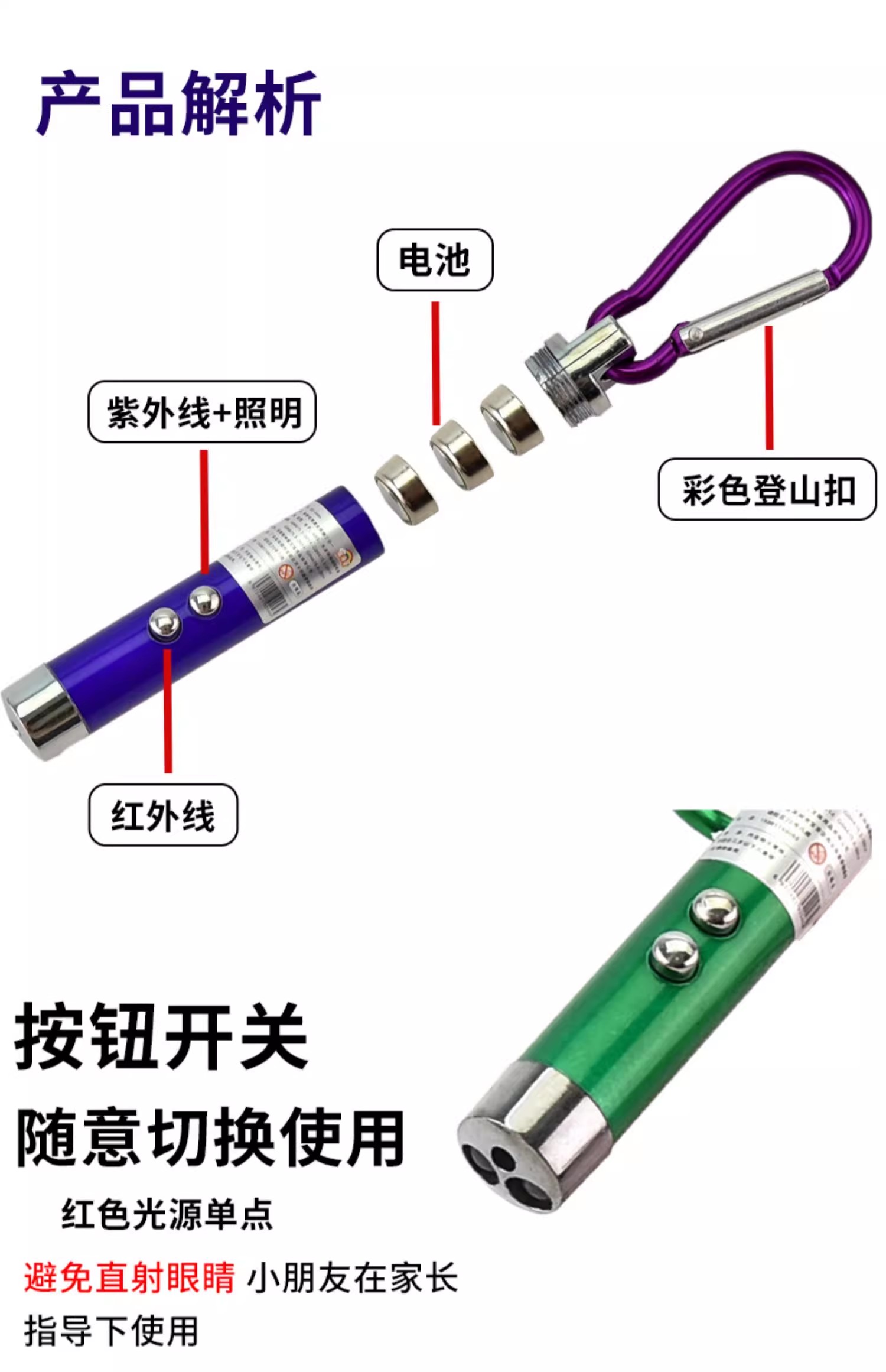 紫光灯小型手持验钞机专业检测紫外线荧光剂检测笔紫光手电筒流明-图1