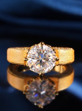 VISING珠宝3克拉莫桑钻石钻戒戒指S925银戒指手工刻丝