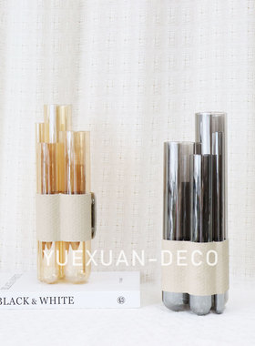 粤萱现代简约玻璃管状试管花器摆件样板间售楼处酒店客厅餐桌软装