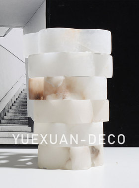 粤萱简约现代金属大理石编织纹样花器板间售楼处酒店玄关客厅软装