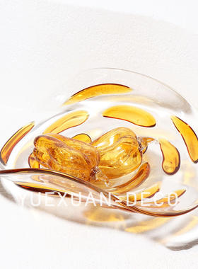 粤萱现代轻奢玻璃果盘摆件售楼处样板间展厅酒店餐桌会所茶几软装