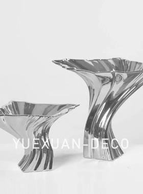 粤萱简约现代异形陶瓷花器摆件酒店会所茶几书桌样板间售楼处软装
