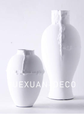 粤萱简约现代白色系陶瓷花器售楼处样板间酒店家庭客厅餐桌软装