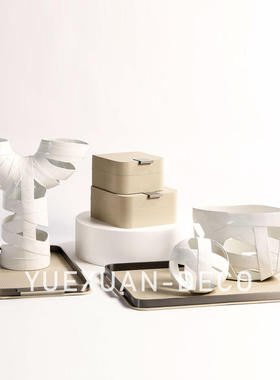 粤萱简约现代铸铝轻奢摆件托盘样板间售楼处酒店会客厅软装摆设