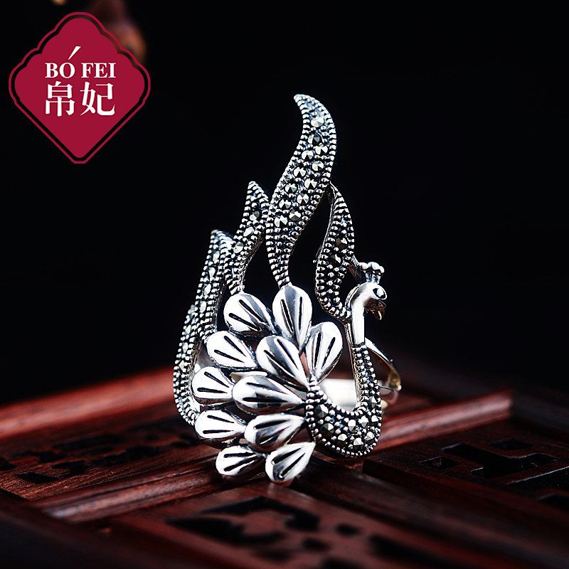 帛妃925银复古泰银民族风古典指环 帛妃戒指/指环