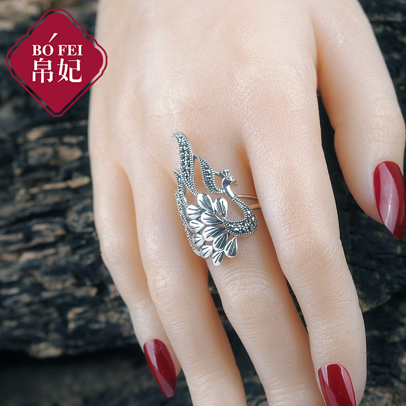 帛妃925银复古泰银民族风古典指环 帛妃戒指/指环