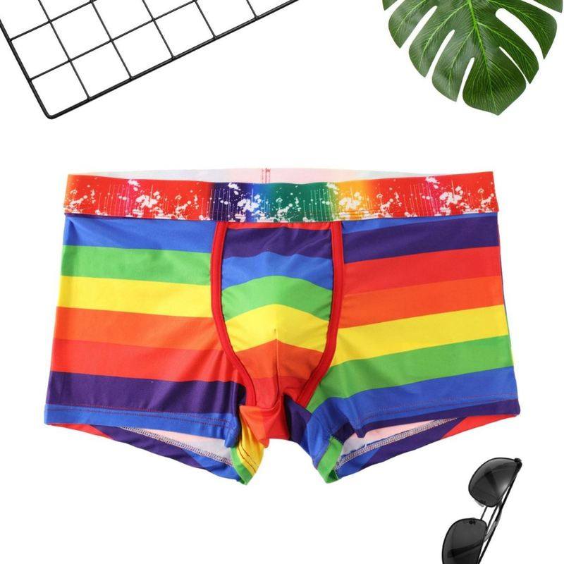 男士沙滩裤3D数码丝滑彩虹印花短裤薄款欧美沙滩裤大条纹平角内裤,淘宝优惠券,粉丝福利购,淘宝优惠卷