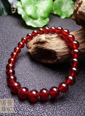 南红石榴石黑发晶舒俱来手链包邮