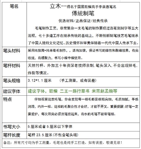立木古法仿唐笔 五狼五羊兼毫 短锋蒜头毛笔 书法楷行草 小马制笔 - 图2