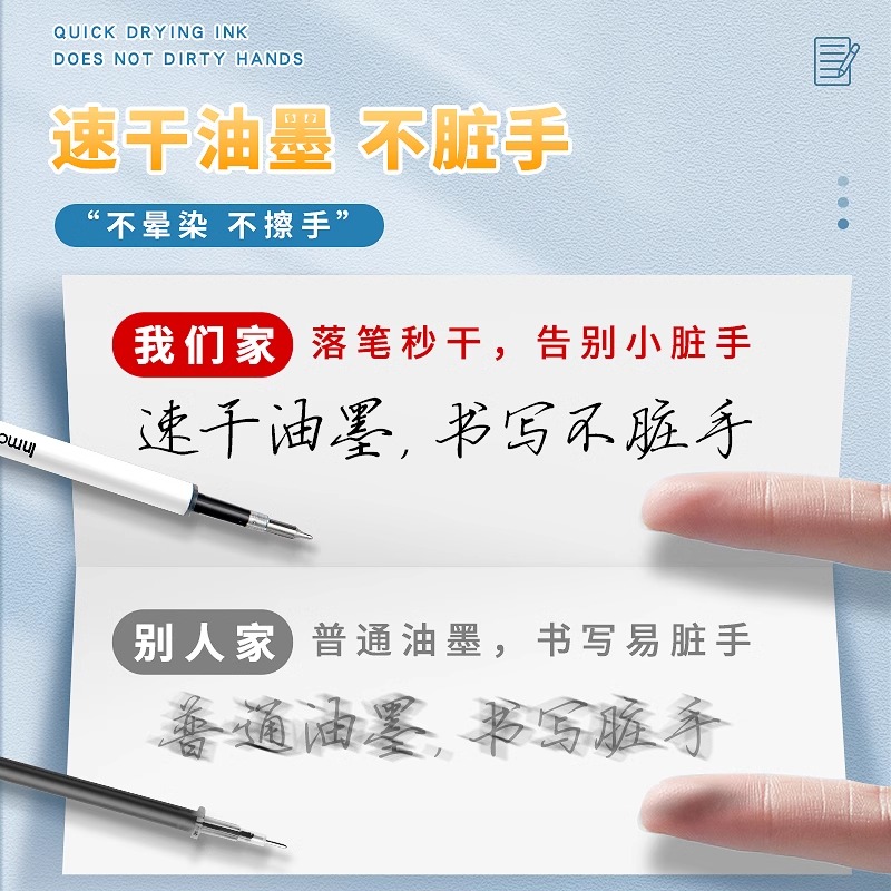 Yimulin original push-button refill 0.5 quick-drying CS pen head neutral pen refill special replacement core black student black pen ST tip water pen replacement core brush question pen gourd head small white core for students