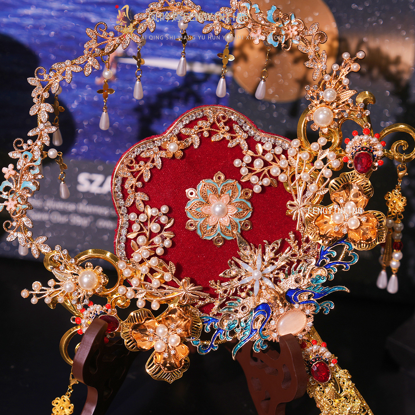 凤吟婷 团扇新娘结婚diy材料包镂空红色秀禾扇子成品高级手工喜扇,淘宝优惠券,粉丝福利购,淘宝优惠卷