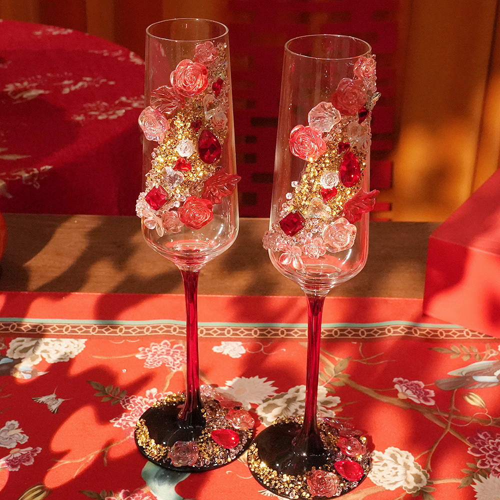 高级感碎钻敬酒杯diy手工装饰高脚杯材料包结婚订婚520情人节礼物,淘宝优惠券,粉丝福利购,淘宝优惠卷