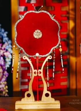 团扇新娘结婚diy材料喜扇秀禾扇子婚礼婚却扇高端中式双面出嫁