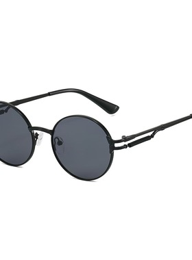 朋克圆框男士红色镂空镜腿太阳镜