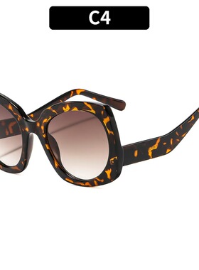 简约拼色墨镜休闲太阳镜猫眼大框