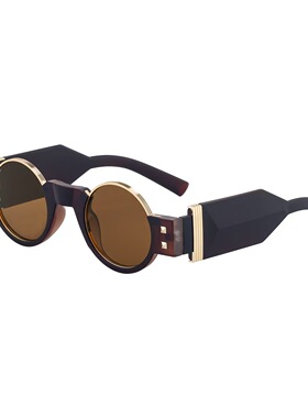 宽边镜腿圆框太阳眼镜男女朋克风